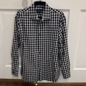John Varvatos Black and White Checkered Shirt